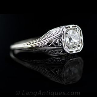 Vintage .69 Carat Filigree Diamond Ring