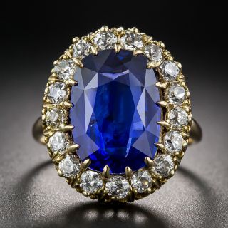 Vintage 7.68 Carat Sapphire and Diamond Ring - 2