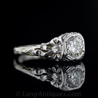 Vintage .70 Carat Filigree Diamond Ring