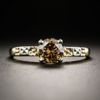 Vintage .72 Carat Natural Cognac Color Solitaire Engagement Ring - 1