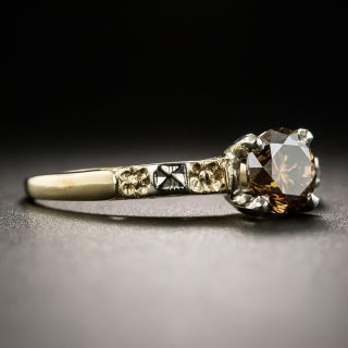 Vintage .72 Carat Natural Cognac Color Solitaire Engagement Ring
