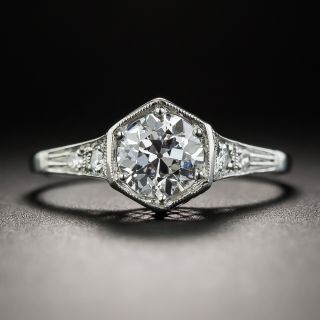 Vintage .73 Carat Diamond Platinum Engagement Ring - GIA D SI2