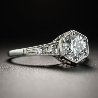 Vintage .73 Carat Diamond Platinum Engagement Ring - GIA D SI2