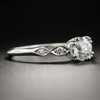 Vintage .73 Carat European-Cut Diamond Platinum Engagement Ring - GIA I SI1