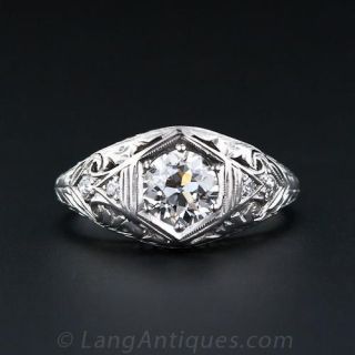 Vintage .75 Carat Diamond Filigree Ring