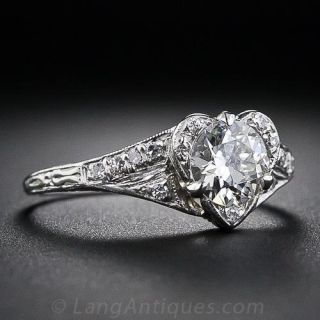 Vintage .75 Carat Diamond Heart-Shape Engagement Ring