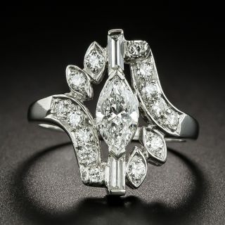 Vintage .76 Carat Marquise Diamond Dinner Ring - GIA D VS1 - 1