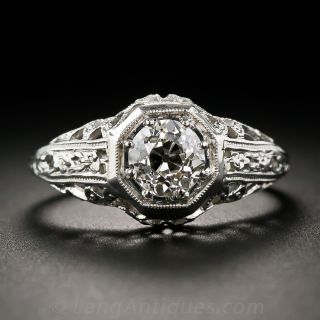 Vintage .77 Carat Diamond Filigree Engagement Ring