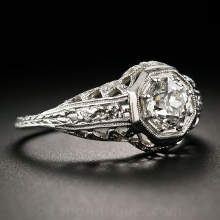 Vintage .77 Carat Diamond Filigree Engagement Ring
