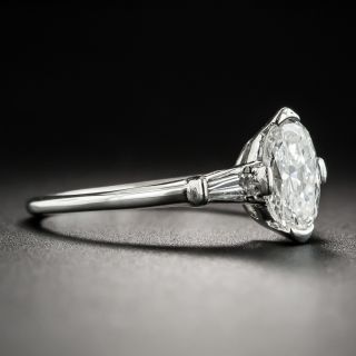 Vintage .78 Carat 'Moval' Diamond Platinum Engagement Ring 