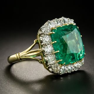 Vintage 8.60 Carat Emerald and Diamond Ring