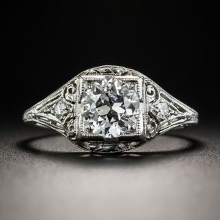 Vintage .81 Carat Platinum Diamond Engagement Ring - GIA D VS1