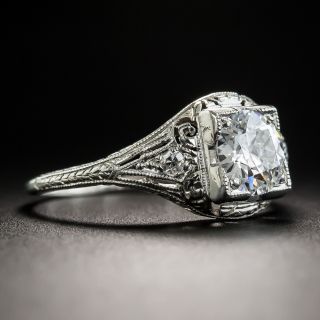 Vintage .81 Carat Platinum Diamond Engagement Ring - GIA D VS1