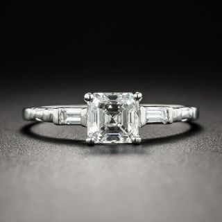 Vintage .82 Carat Asscher-Cut Diamond Platinum Engagement Ring - GIA F VS2