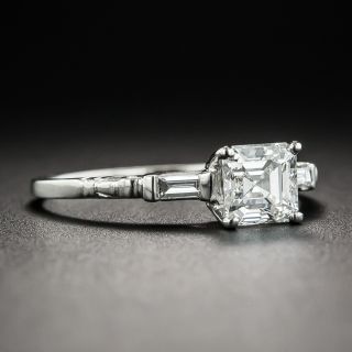 Vintage .82 Carat Asscher-Cut Diamond Platinum Engagement Ring - GIA F VS2
