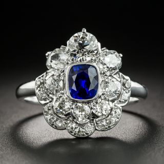 Vintage .83 Carat Sapphire Platinum Diamond Ring  - 2