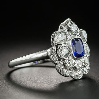Vintage .83 Carat Sapphire Platinum Diamond Ring 