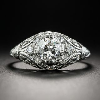 Vintage .87 Carat Diamond Platinum Engagement Ring  - 2