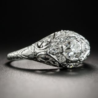 Vintage .87 Carat Diamond Platinum Engagement Ring 