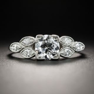 Vintage .88 Carat Diamond Platinum Engagement Ring - GIA F VS2