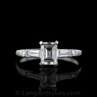 Vintage .95 Carat Emerald Cut Diamond Ring