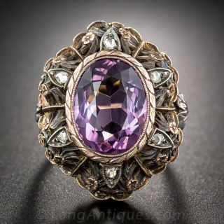 Vintage Amethyst and Diamond Italianate Motif Ring - 2
