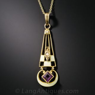 Vintage Amethyst and Enamel Lavaliere
