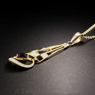 Vintage Amethyst and Enamel Lavaliere