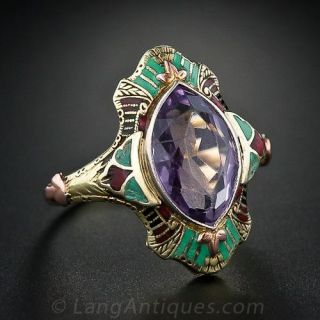 Vintage Amethyst Enameled Ring
