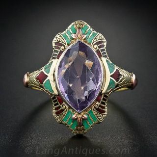 Vintage Amethyst Enameled Ring