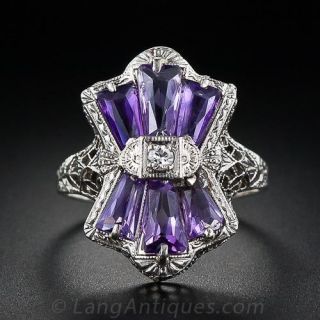 Vintage Amethyst Filigree Ring