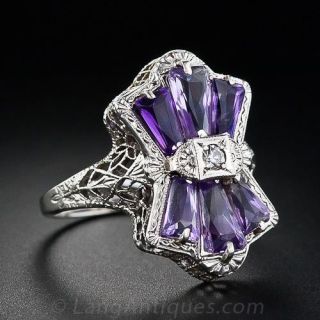 Vintage Amethyst Filigree Ring