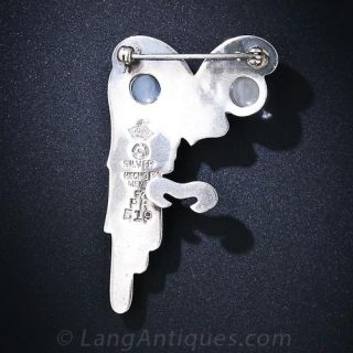 Vintage Antonio Pineda Silver and Moonstone Owl Pin