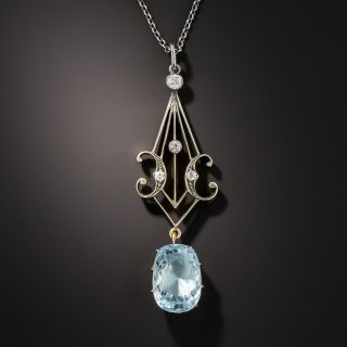 Vintage Aquamarine and Diamond Lavallière 