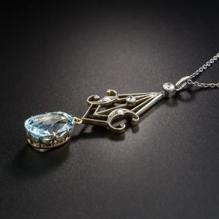 Vintage Aquamarine and Diamond Lavallière 