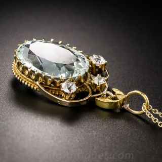 Vintage Aquamarine and Diamond Pendant