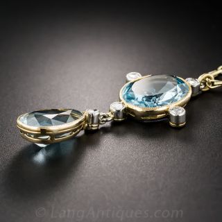 Vintage Aquamarine and Diamond Pendant