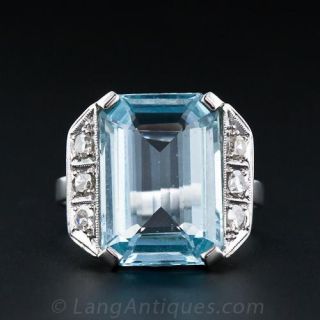 Art Deco Aquamarine Diamond Ring