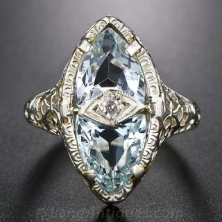 Vintage Aquamarine Filigree Ring