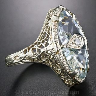 Vintage Aquamarine Filigree Ring
