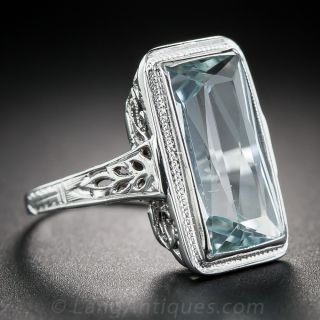 Vintage Aquamarine Filigree Ring