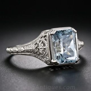 Vintage Aquamarine Filigree Ring