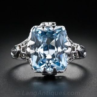 Vintage Aquamarine Filigree Ring