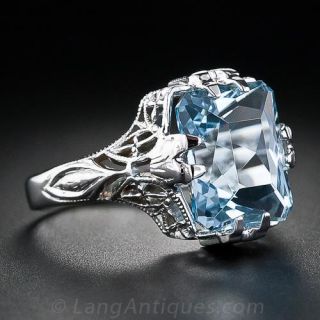 Vintage Aquamarine Filigree Ring