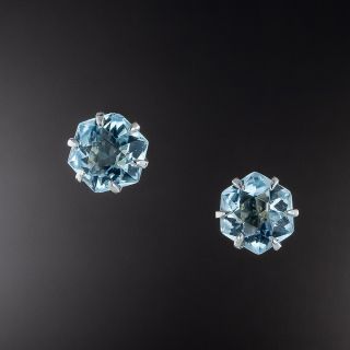 Vintage Aquamarine Stud Earrings - 1