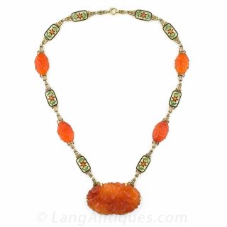 Vintage Art Deco Carnelian Necklace