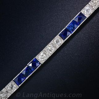 Vintage Art Deco Diamond and Synthetic Sapphire Bracelet