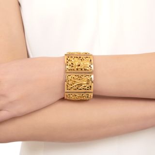 Vintage Asian Plaque Bracelet