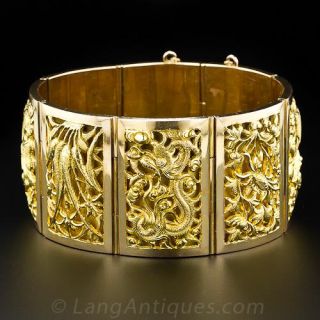 Vintage Asian Plaque Bracelet - 1
