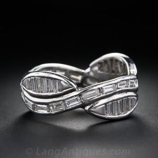 Vintage Baguette Diamond Wave Eternity Band - Size 7 - 1